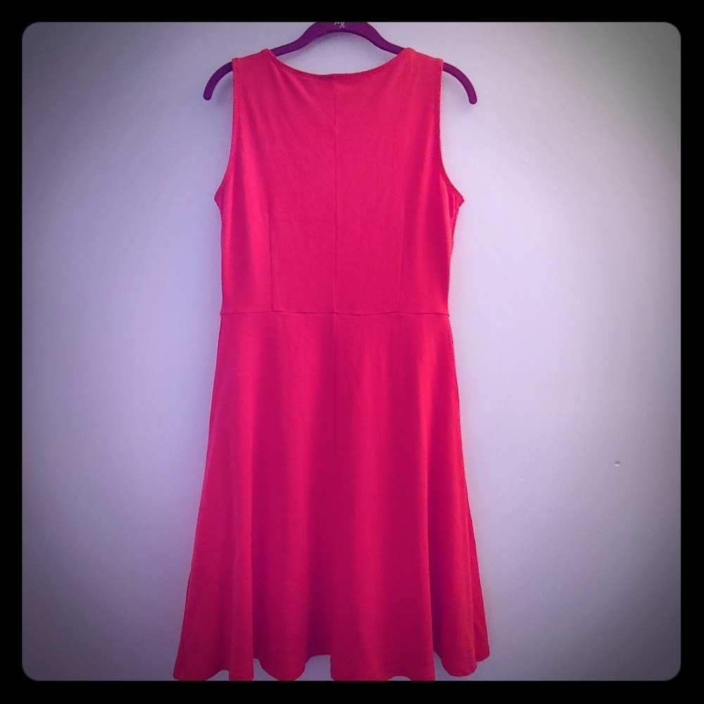 NY&Co Red Cotton Fit & Flare Dress w/ Pockets